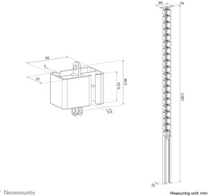 NEOMOUNTS Cable Spine Organizer for sit/stand desk frames screw mounted magnetic channel black 13