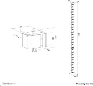 NEOMOUNTS Cable Spine Organizer for sit/stand desk frames magnet mounted black 12