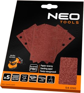 Papier ścierny prostokątny 8 otworów 128 x 78 mm P80 do 04-623, 5 szt. 54-050 2