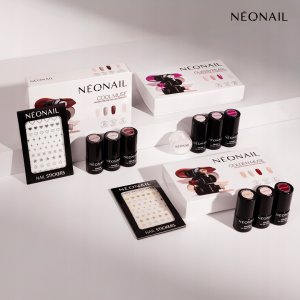 NEONAIL_SET Golden Muse Blushing Red lakier hybrydowy 3ml + Sunset Nude lakier hybrydowy 3ml + Blush Flush lakier hybrydowy 3ml + Metallic Gold naklejki do paznokci 1szt 4