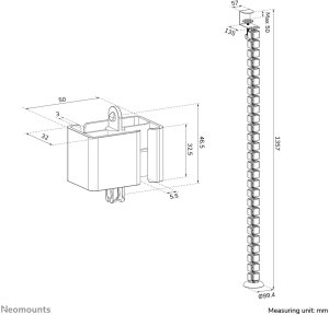 NEOMOUNTS Cable Spine Organizer for sit/stand desk frames clamp mounted white 9