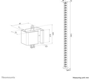 NEOMOUNTS Cable Spine Organizer for sit/stand desk frames screw mounted black 11