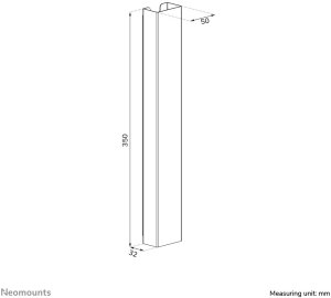 NEOMOUNTS Magnetic Cable Cover for sit/stand desk frames multiple cables black 10
