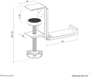 NEOMOUNTS Headphone Holder Clamp mounted aluminum 14