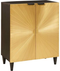 vidaXL Bufet 3 pcs Czarny i złoto 60 x 33 x 75 cm lite drewno mango 3