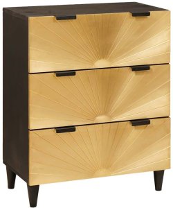 vidaXL Bufet 3 pcs Czarny i złoto 60 x 33 x 75 cm lite drewno mango 4