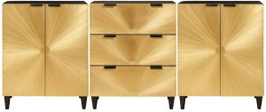 vidaXL Bufet 3 pcs Czarny i złoto 60 x 33 x 75 cm lite drewno mango 5