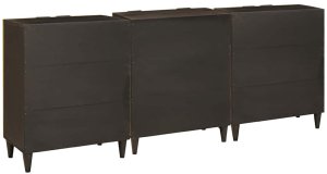 vidaXL Bufet 3 pcs Czarny i złoto 60 x 33 x 75 cm lite drewno mango 6