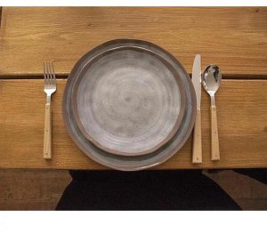 Bo-Camp 12-częściowa zastawa stołowa Halo, melamina szara i terakotowa 3