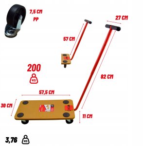 PLATFORMA TRANSPORTOWA Z DYSZLEM DO 200KG, 57,5x30,0cm 2