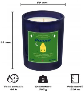 Świeca zodiakalna sojowa naturalna zapachowa PANNA - bezpieczna, ręcznie robiona w szklanym słoiczku na prezent upominek dla osoby ze znakiem zodiaku PANNY 3