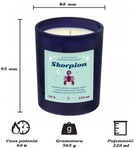 Świeca zodiakalna sojowa naturalna zapachowa SKORPION - bezpieczna, ręcznie robiona w szklanym słoiczku na prezent upominek dla osoby ze znakiem zodiaku SKORPIONA 3