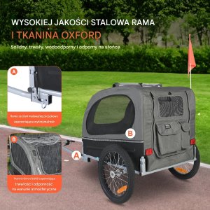 Vevor Przyczepka rowerowa dla psa 2w1 składana 40kg  wózek spacerowy 3