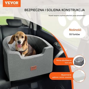 Fotelik samochodowy XL dla psa kota Transporter samochodowy Ciemnoszary 7