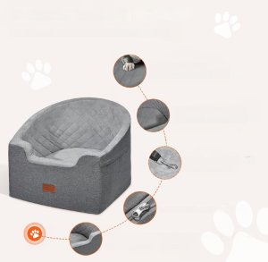 Fotelik samochodowy XL dla psa kota Transporter samochodowy Ciemnoszary 9