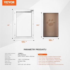 Klapka wejściowa dla psa/kota XL, aluminiowa rama, łatwy montaż 2