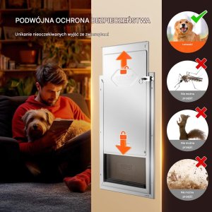 Klapka wejściowa dla psa/kota XL, aluminiowa rama, łatwy montaż 5