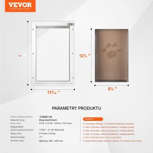 Klapa dla psa do drzwi z zamkiem  aluminiowa rama na magnes średnia 2
