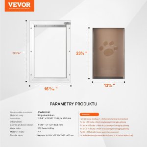 Klapa drzwiczki dla psa XL na zamek magnesy rama aluminiowa do drzwi ścian 2