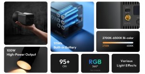 Lampa LED Ulanzi ML100 - RGB, WB (2700 K - 6500 K) 4