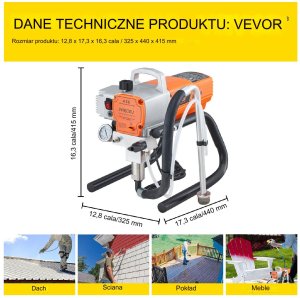 Agregat Malarski 1800W Pistolet + Wąż + Przedłużka 5