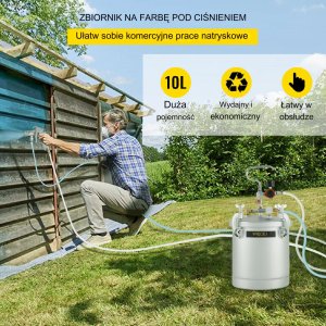 Agregat Malarski Pistolet Zbiornik Ciśnieniowy 10L 7