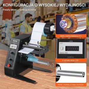 Vevor Dyspenser etykiet etykieciarka automatyczna 15-125 mm 2