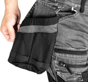 Neo Spodnie robocze DENIM, wzmocnienia Cordura, odpinane kieszenie kaburowe, szare, rozmiar XL 5