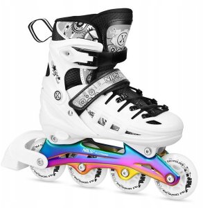 NH10905 4w1 ŁYŻWOROLKI LED BIAŁE Z WYM. PŁOZĄ HOKEJOWĄ RAINBOW ROZM. L(39-42) NILS EXTREME 3