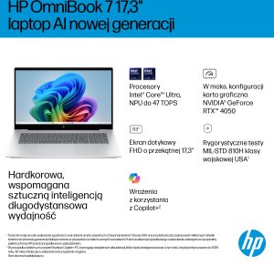 Laptop HP HP OmniBook 7 NGAI 17-dc0219nw Copilot+ PC Intel Core Ultra 5 226V 43,9 cm (17.3") Ekran dotykowy Full HD 16 GB LPDDR5x-SDRAM Wi-Fi 7 (802.11be) Windows 11 Home 5