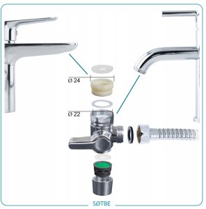 Zestaw bidetowy prysznic słuchawka wąż do baterii umywalkowej Bidetka MIA 13