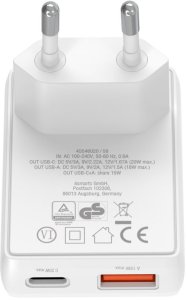 Ładowarka sieciowa 4smarts FlatPlug Duos 20W GaN USB-C + USB-A biały 4