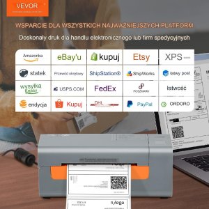 Drukarka termiczna etykiet kurierskich samoprzylepnych USB 40-108 mm 13