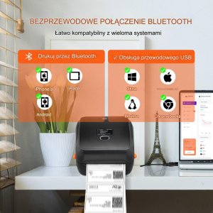 Drukarka termiczna etykiet kurierskich samoprzylepnych Bluetooth USB 40 - 108 mm 2
