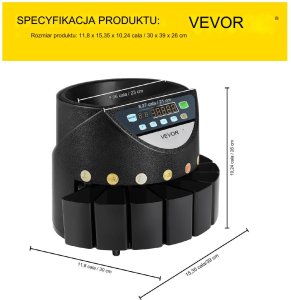 Vevor Liczarka bilonu i sorter monet euro LED automatyczna do biura i sklepu 2