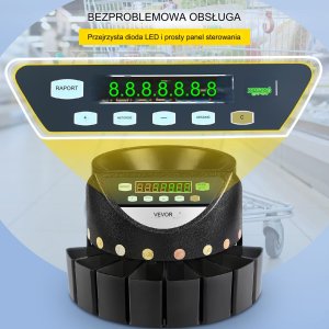 Vevor Liczarka bilonu i sorter monet euro LED automatyczna do biura i sklepu 4