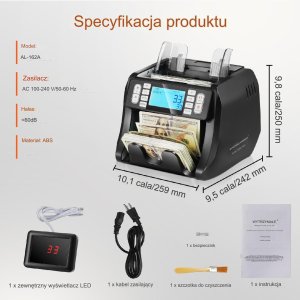 Vevor Liczarka do banknotów pieniędzy USD EUR 1200 szt./min 12