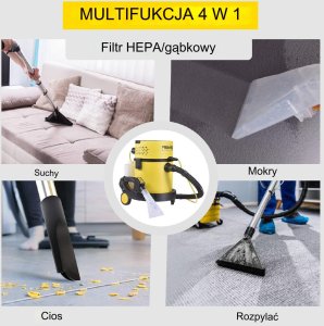 Odkurzacz przemysłowy bezworkowy do pyłu gipsu sucho mokro dmuchawa 1200 W 3