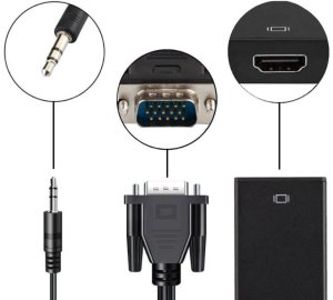 Adapter AV Verk Kabel adapter konwerter vga-hdmi full HD d-sub z jack 3.5 i USB 3