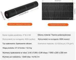 Gruba agrowłóknina antychwastowa agrotkanina 4x18,3m czarna 6