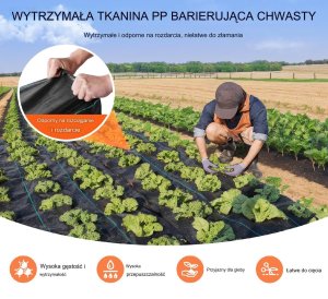 Gruba agrowłóknina antychwastowa agrotkanina 4x18,3m czarna 7