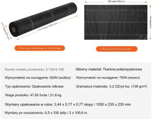 Geowłóknina ochronna, włóknina drogowa 2x100,6m 180 g/m 5