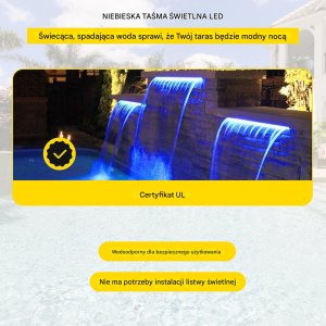 Fontanna wodospad do basenu ogrodu oczka wodnego ze światłem LED 30cm 4