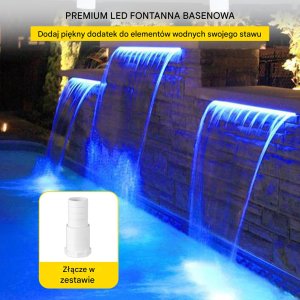 Fontanna wodospad do basenu ogrodu oczka wodnego ze światłem LED 30cm 7