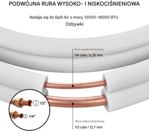 Zestaw do Klimatyzacji Miedziany Przewód 6,4 x 12,7 x 4876,8 mm 3