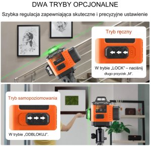 Laser obrotowy krzyżowy niwelator 30m poziomica laserowa 12 linii pomiarowych 2