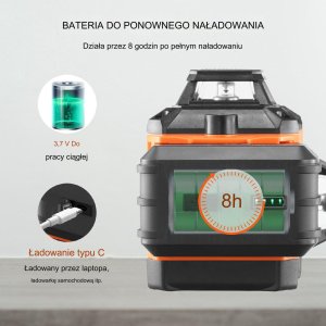 Laser obrotowy krzyżowy niwelator 30m poziomica laserowa 12 linii pomiarowych 6