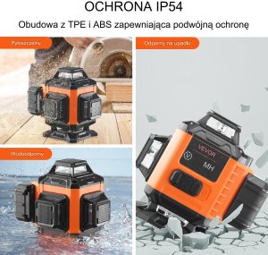 Laser obrotowy krzyżowy niwelator poziomica laserowa 16 linii pomiarowych 30m 3