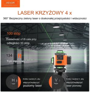 Laser obrotowy krzyżowy niwelator poziomica laserowa 16 linii pomiarowych 30m 8