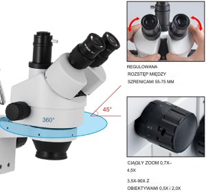 Mikroskop trójokularowy 3.590x zoom z ramieniem 360 do serwisu PCB 2